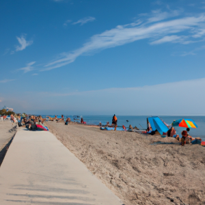 Coma-ruga Beach is known for its fine sand and calm waters, making it a popular spot for families. The beachfront area offers various recreational activities.