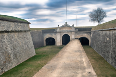 el Castell de Sant Ferran en Figueres es una fortaleza impresionante con sus murallas de piedra, torreones y un diseño militar simétrico que lo hace destacar en el paisaje.